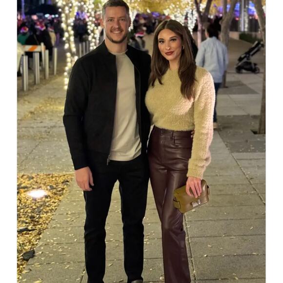 Marissa Webb Faux Leather Kick-Flare Trousers Pants Burgundy High Rise Sz 6 - Picture 5 of 16